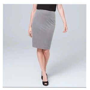 White House Black Market Grey Pencil Skirt Back Ruffle